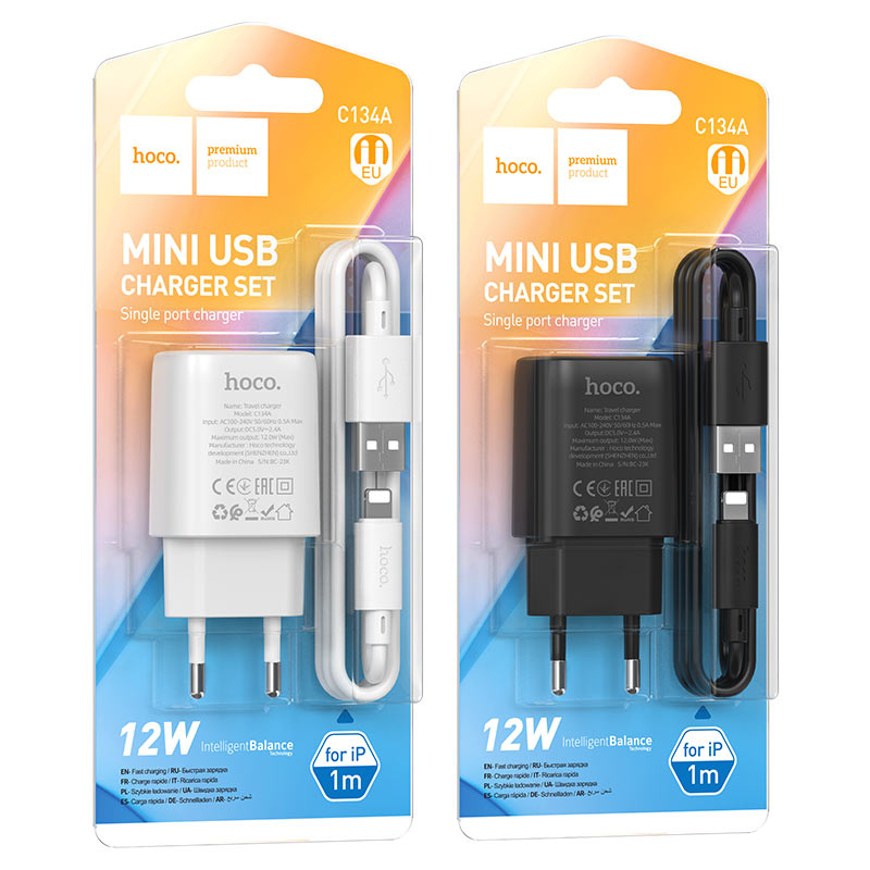 Wall charger “C134A Solid” EU cable set