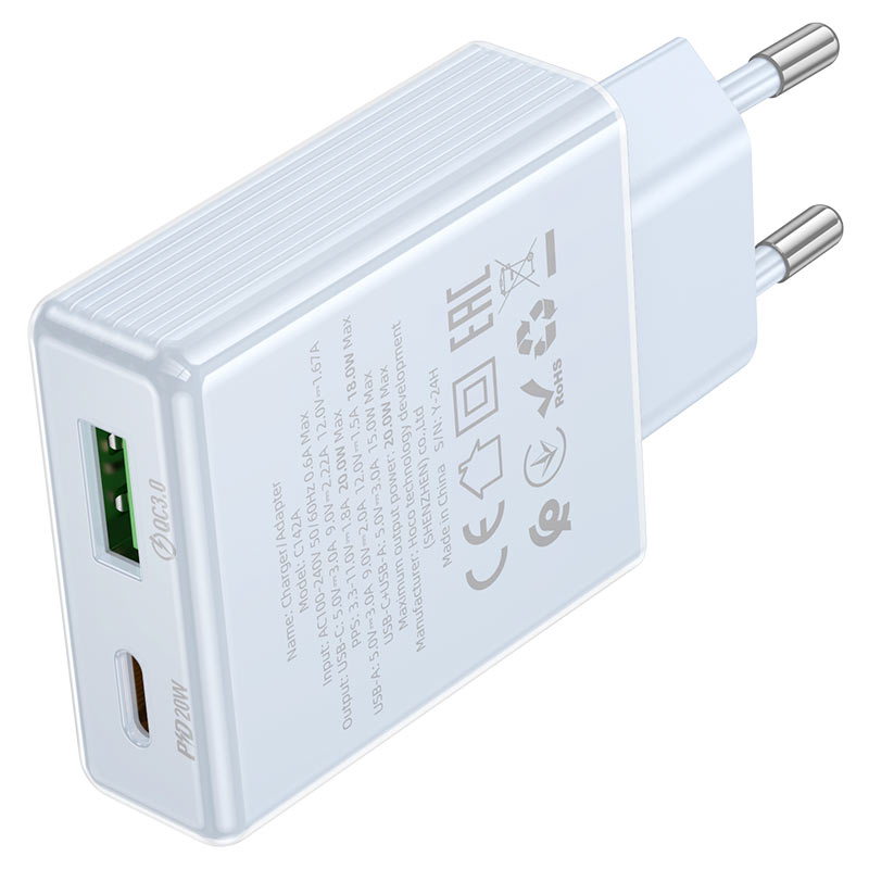 Wall charger “C142A Direct” PD20W + QC3.0 EU cable set