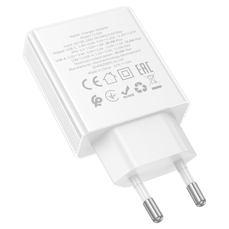Wall charger “C142A Direct” PD20W + QC3.0 EU cable set