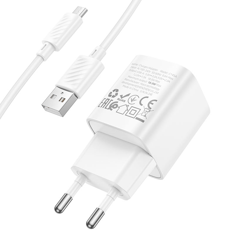 Wall charger “C145A Charm” QC3.0 EU cable set