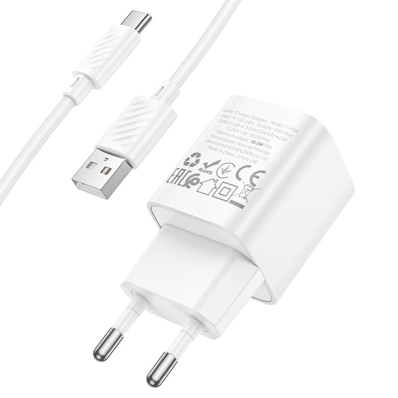 Wall charger “C145A Charm” QC3.0 EU cable set