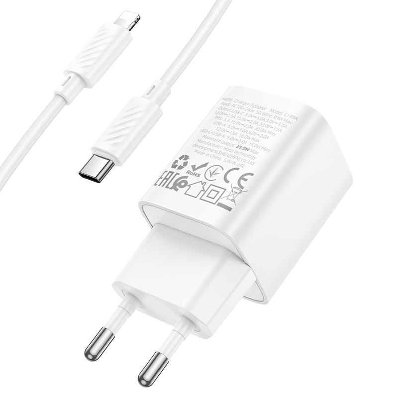 Wall charger “C149A Charm” PD30W + QC3.0 EU cable set