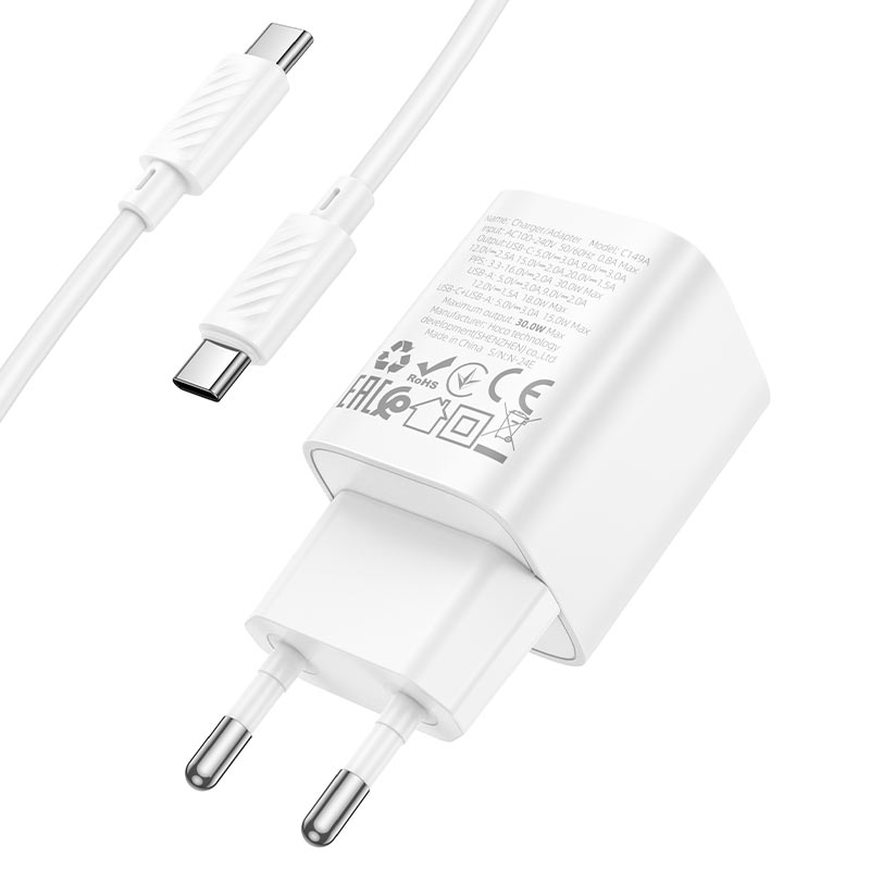 Wall charger “C149A Charm” PD30W + QC3.0 EU cable set