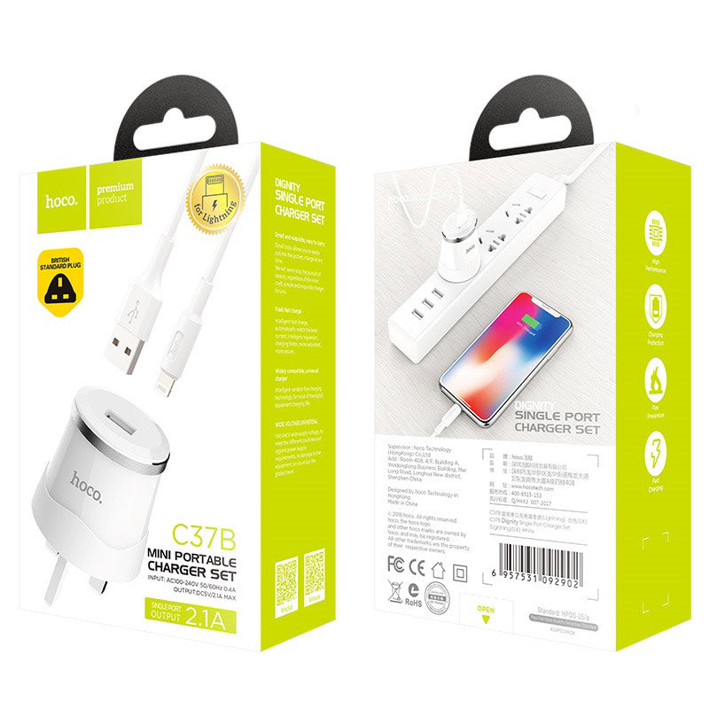 Wall charger “C37B Dignity” single USB set with cable UK