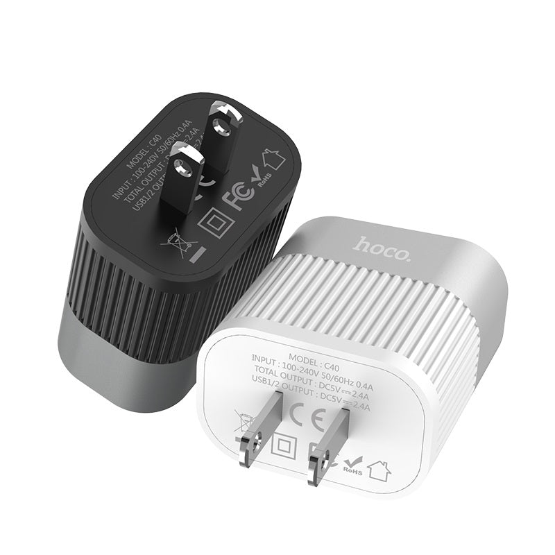 Wall charger “C40 Speedmaster” dual USB port US plug