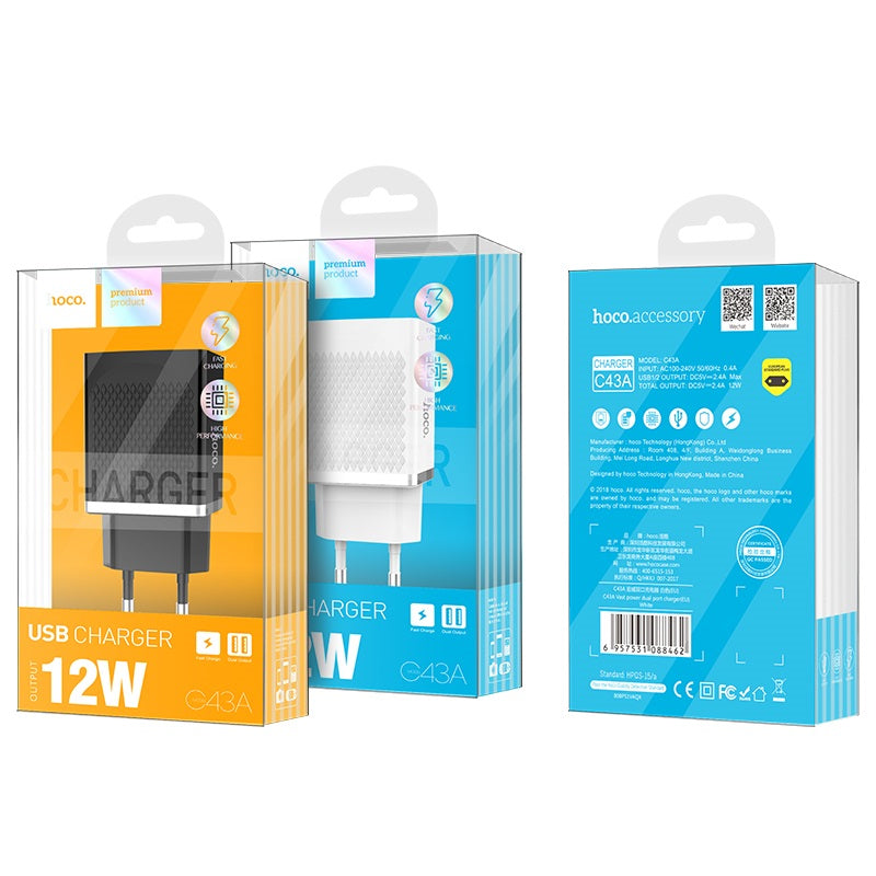 Wall charger “C43A Vast power” dual port EU plug