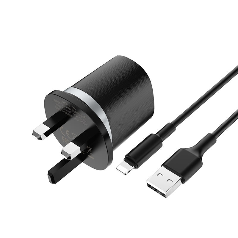 Wall charger “C46 Luster power” UK charging adapter set with cable