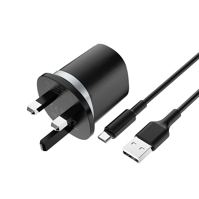 Wall charger “C46 Luster power” UK charging adapter set with cable