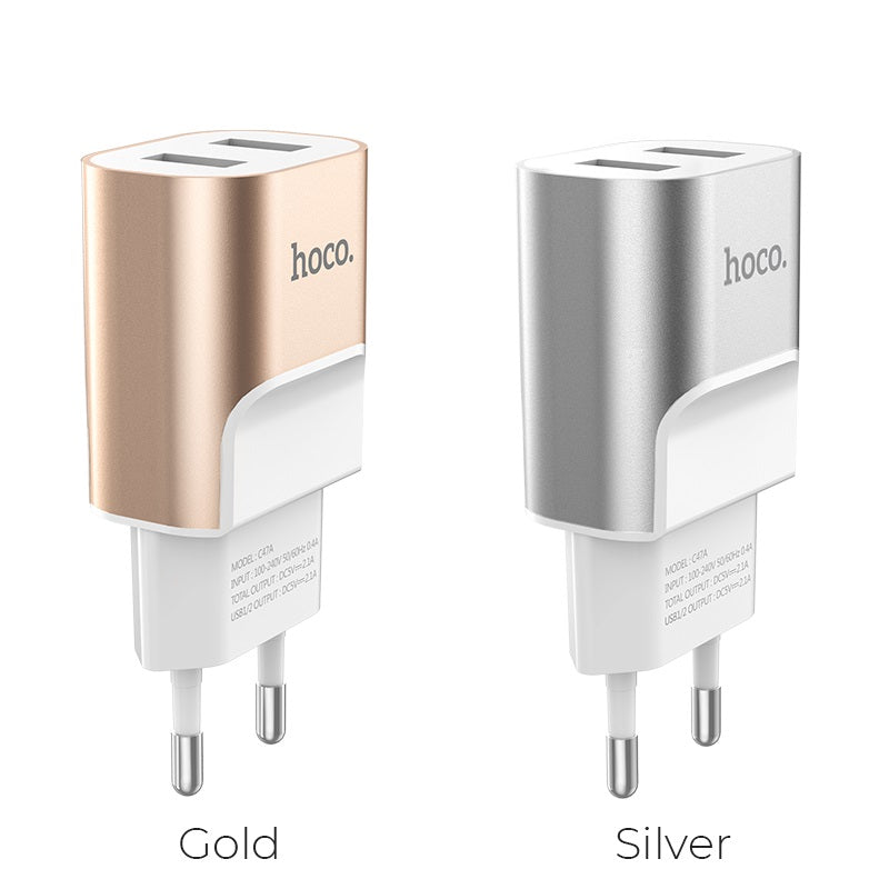 Wall charger “C47A Metal” dual USB ports EU