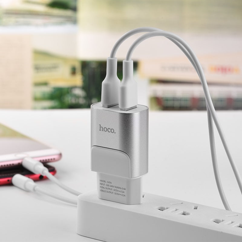 Wall charger “C47A Metal” dual USB ports EU