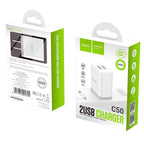 Wall charger “C50 Luster sharp” dual port set with cable