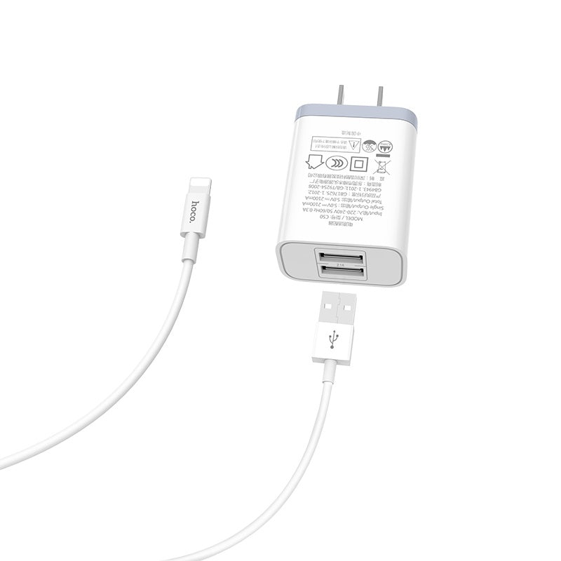 Wall charger “C50 Luster sharp” dual port set with cable