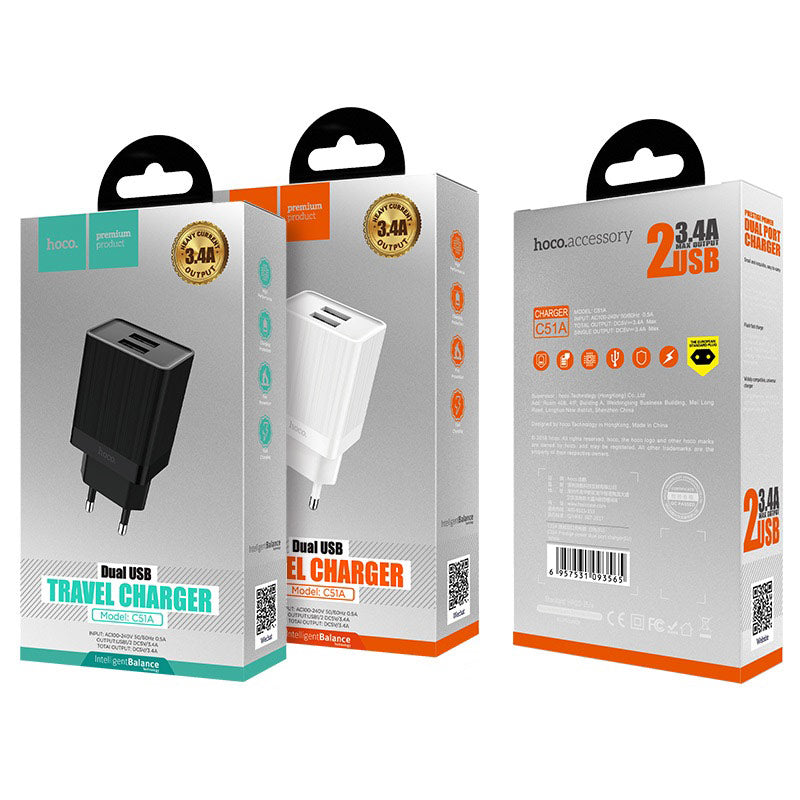Wall charger “C51A Prestige power” dual USB ports EU