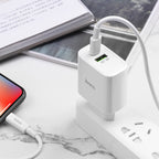 Wall charger “C57A Speed charger”USB QC3.0 & Type-C PD set with cable EU