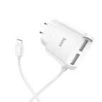 Wall charger “C59 Mega joy” dual USB port US with built-in wire