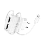 Wall charger “C59 Mega joy” dual USB port US with built-in wire
