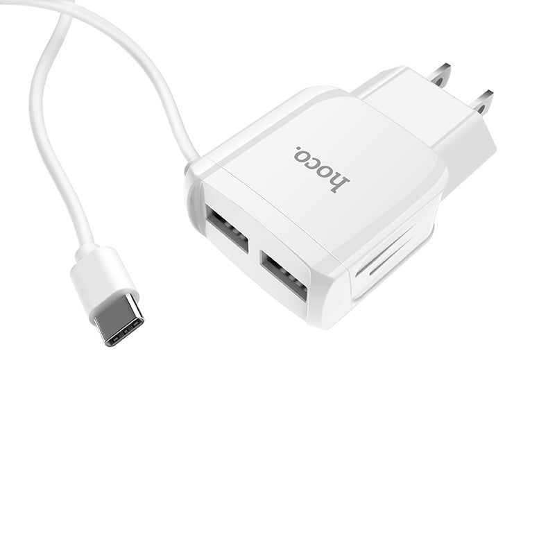 Wall charger “C59 Mega joy” dual USB port US with built-in wire