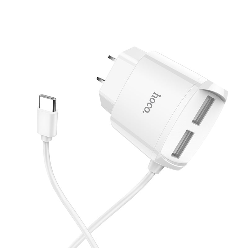 Wall charger “C59 Mega joy” dual USB port US with built-in wire