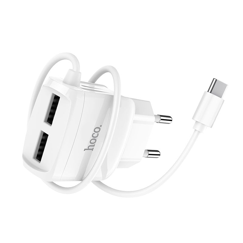 Wall charger “C59A Mega joy” dual USB port EU with built-in wire