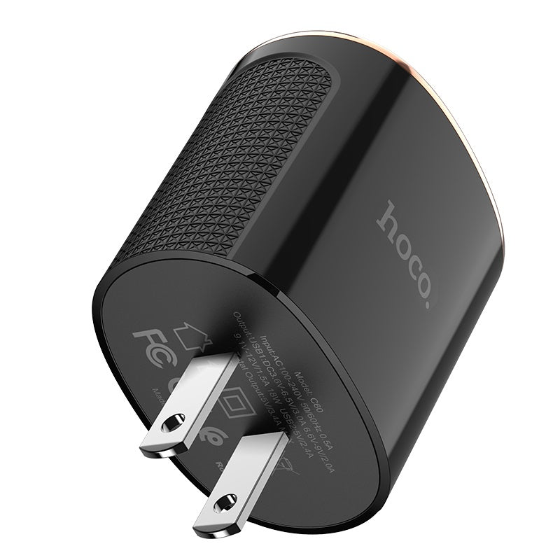 Wall charger “C60 Prestige” US plug dual USB QC3.0