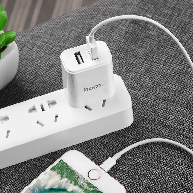 Wall charger “C62 Victoria” dual USB port 3C set with cable