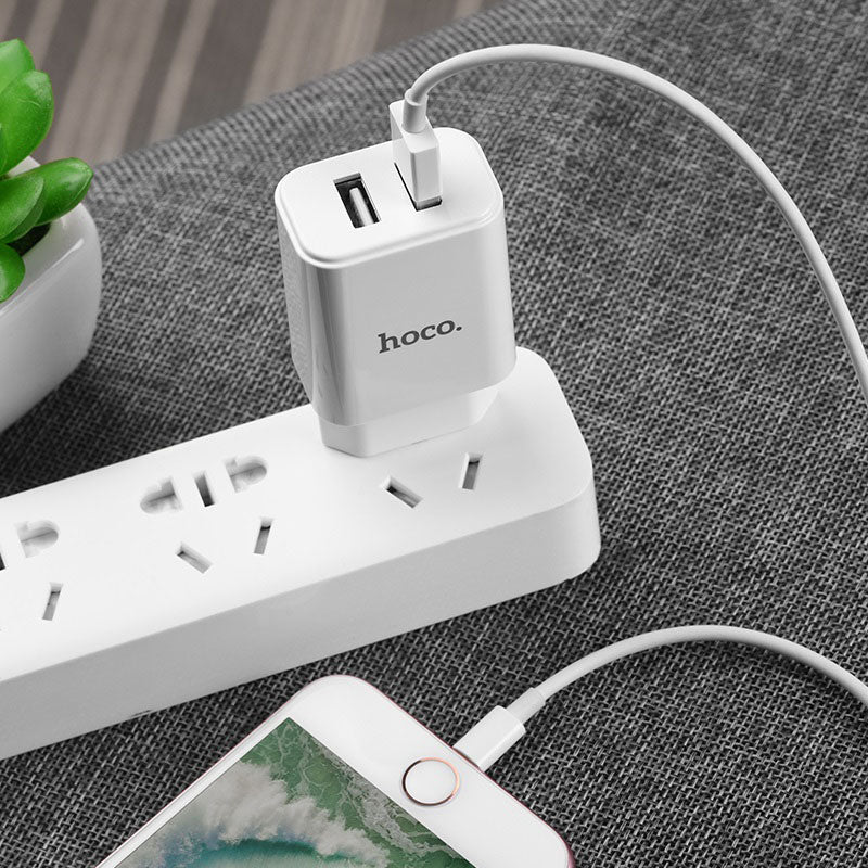 Wall charger “C62A Victoria” dual USB port EU set with cable