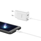 Wall charger “C62A Victoria” dual USB port EU set with cable
