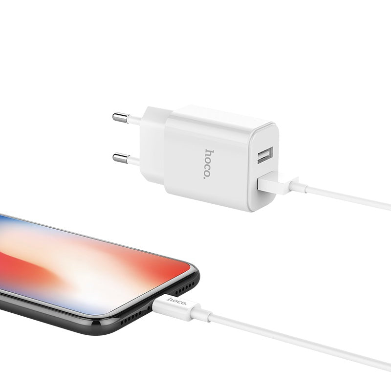 Wall charger “C62A Victoria” dual USB port EU set with cable
