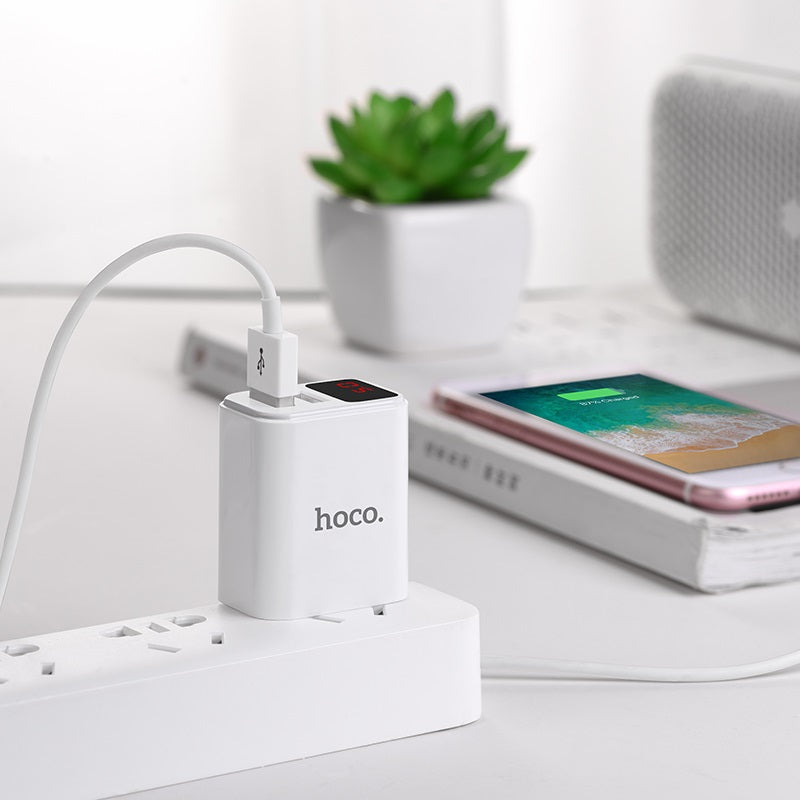 Wall charger “C63 Victoria” dual USB ports LED digital display 3C