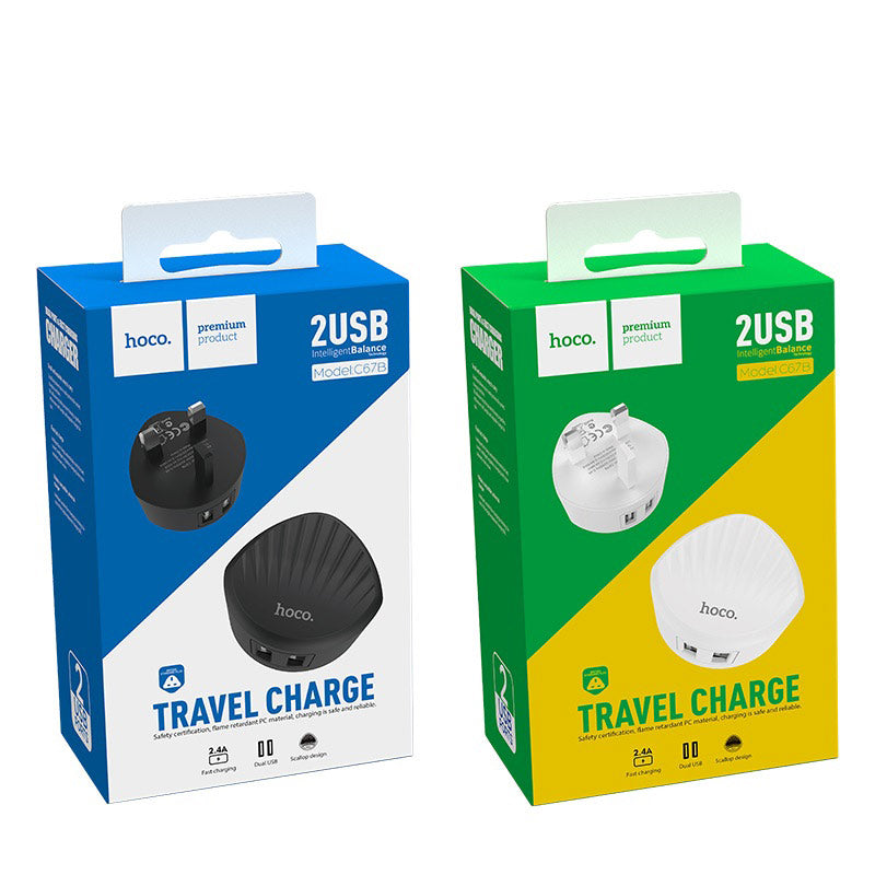 Wall charger “C67B Shell” dual USB port UK