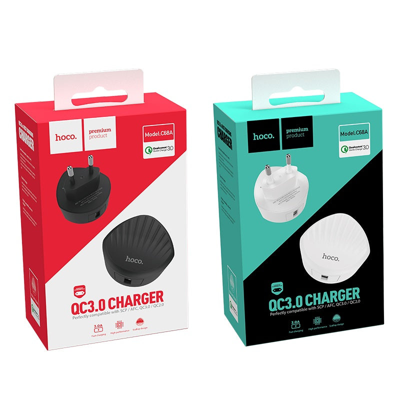 Wall charger “C68A Shell” single USB port QC3.0 EU