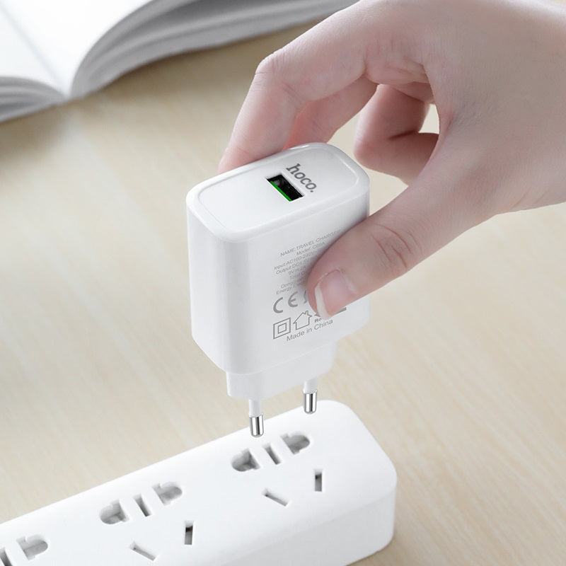 Wall charger “C69A Dynamic power” EU plug single USB QC3.0 set with cable
