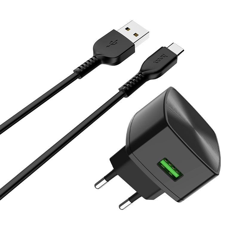 Wall charger “C70A Cutting-edge” single port QC3.0  EU set with cable