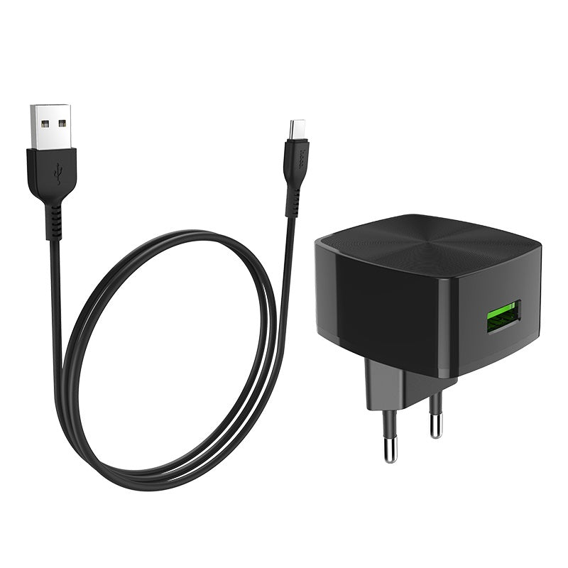 Wall charger “C70A Cutting-edge” single port QC3.0  EU set with cable