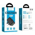 Wall charger “C70B Cutting-edge” single port QC3.0  UK set with cable