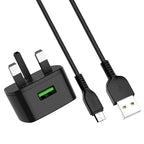 Wall charger “C70B Cutting-edge” single port QC3.0  UK set with cable