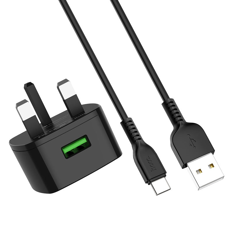 Wall charger “C70B Cutting-edge” single port QC3.0  UK set with cable