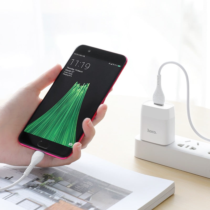 Wall charger “C72 Glorious” US plug single USB set with cable