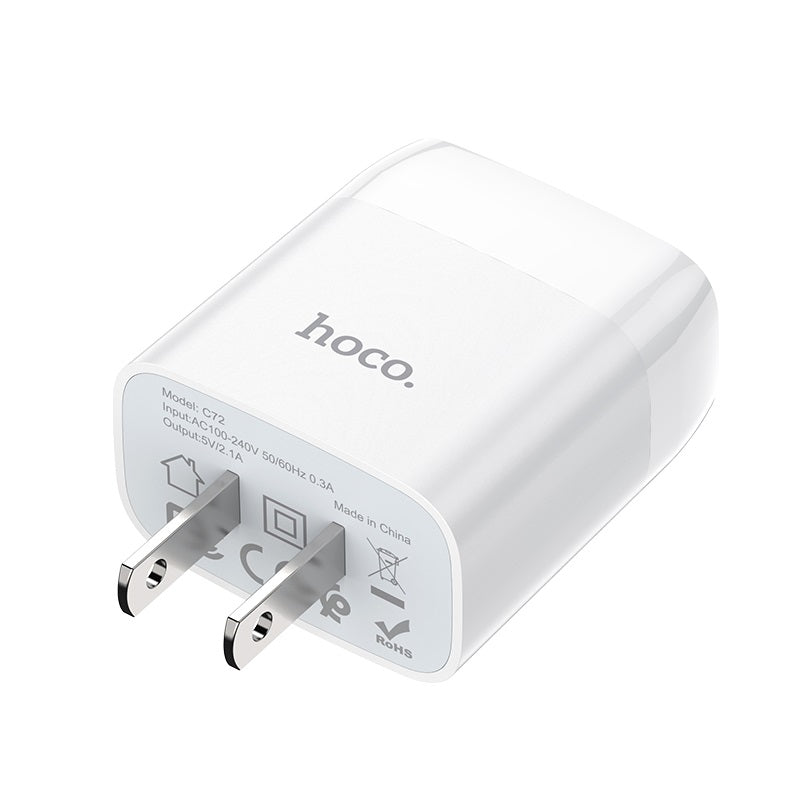 Wall charger “C72 Glorious” US plug single USB set with cable