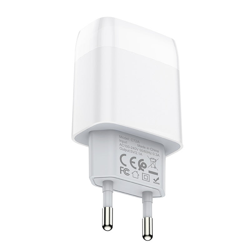 Wall charger “C72A Glorious” EU plug single USB set with cable