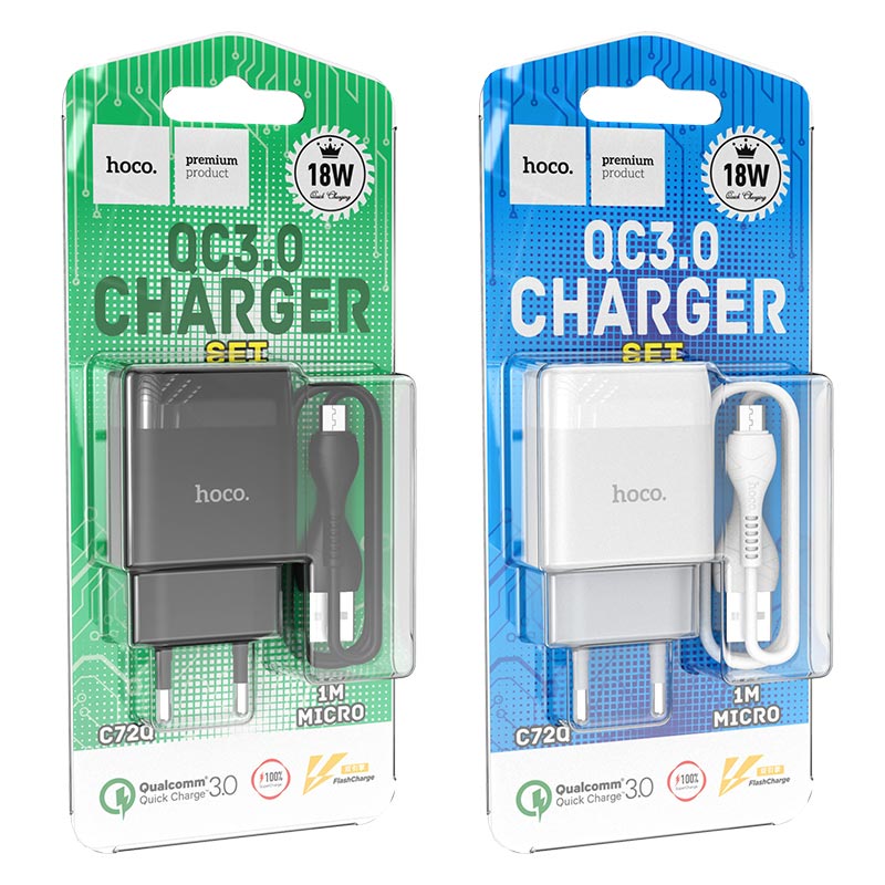 Wall charger “C72Q Glorious” QC3.0 EU plug set with cable