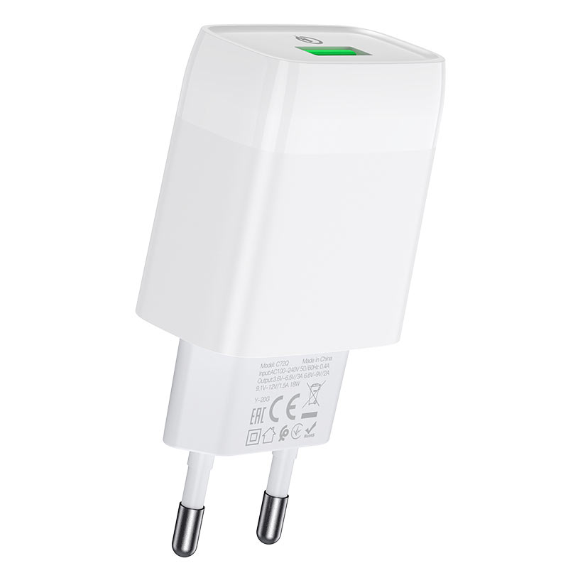 Wall charger “C72Q Glorious” QC3.0 EU plug set with cable