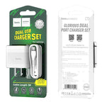 Wall charger “C73 Glorious” US plug dual USB set with cable