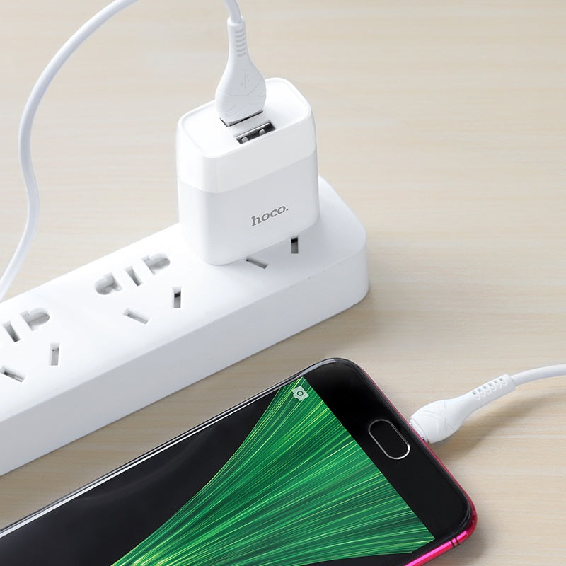 Wall charger “C73 Glorious” US plug dual USB set with cable