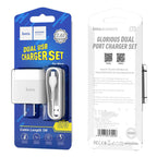 Wall charger “C73 Glorious” US plug dual USB set with cable