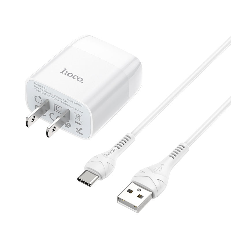 Wall charger “C73 Glorious” US plug dual USB set with cable
