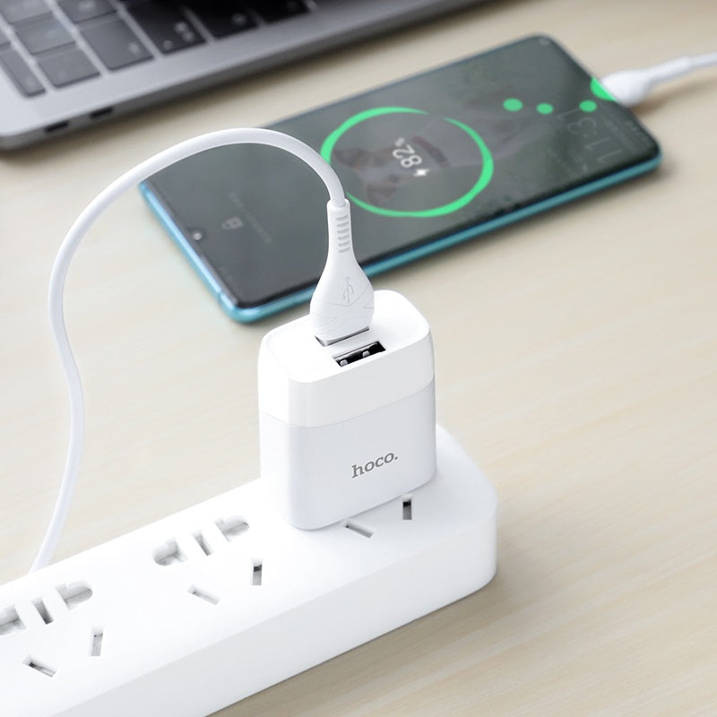 Wall charger “C73 Glorious” US plug dual USB set with cable
