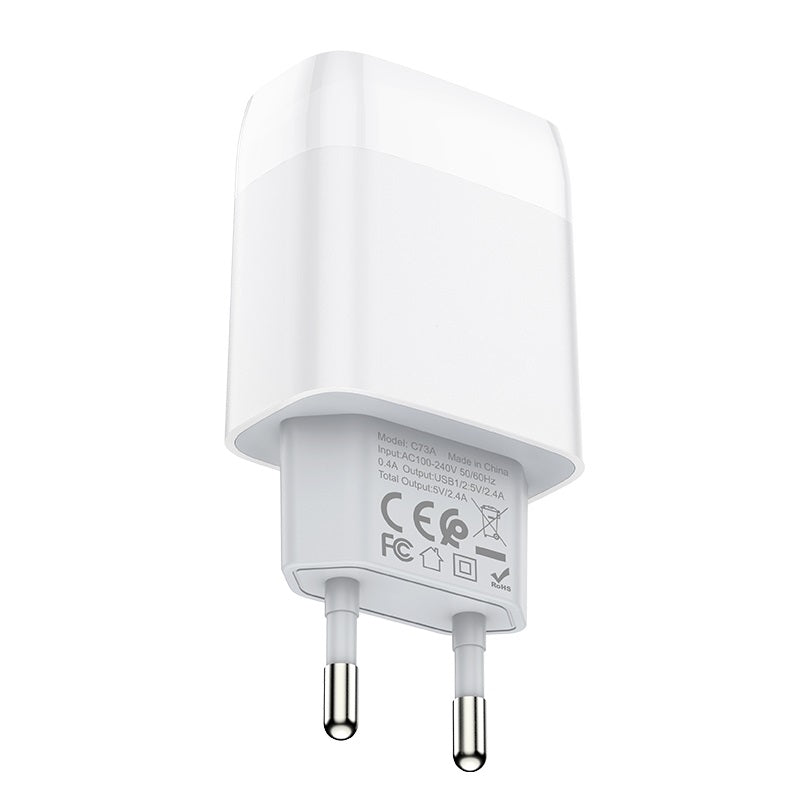Wall charger “C73A Glorious” EU plug dual USB set with cable