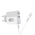 Wall charger “C75 Imperious” dual USB port EU with built-in wire