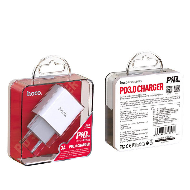 Wall charger “C76A Speed source” PD3.0 EU Type-C output set with cable